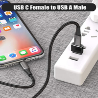 Konverter Konektor USB 2.0 a Male ke Type C Female, Adaptor USB Type C OTG untuk Pengisian Daya dan Transfer Data
