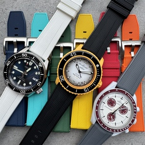 Nouveau Style Tissage Motif Fluor Caoutchouc Bracelet De Montre Sport Bracelet Personnalisé <span class=keywords><strong>Noir</strong></span> 20mm 22mm FKM Bracelet De Montre - Product Image 1