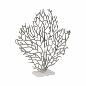 Coral Sculpture On Marble Base Metal Coastal Decor For Home And Bathroom <b>Coffee</b> <b>Table</b> Art - Product Image 2