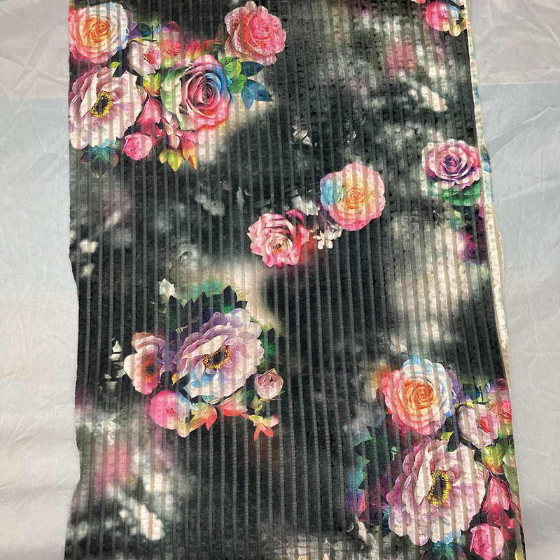 Разноцветная бархатная полосатая ткань с цветочным принтом на заказ для платья для девочек