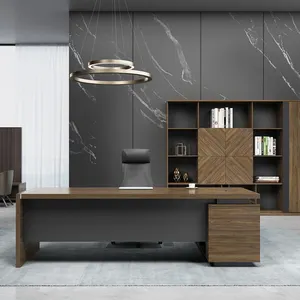 wholesale walnut wood modern executive office furniture L Shaped Office Desk