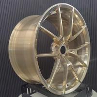 Jantes forgées Alpha polies or champagne, design multi-branches fendu 5X112 pour Audi RS4 Volkswagen Passat