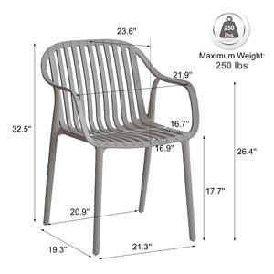 Ensemble de salle à manger moderne en plastique pour l'extérieur, table carrée, 4 fauteuils empilables, pré-assemblé, imperméable, résistant aux UV, pour jardin, café, piscine - Product Image 3