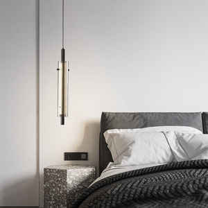 Italian High-End Minimalist All-Copper Long Middle <b>LED</b> Pendant <b>Light</b> Adjustable Height Easy Installation <b>for</b> Bedroom <b>Living</b> <b>Room</b> - Product Image 5