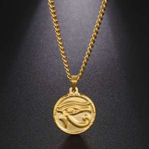 Collar con Colgante <span class=keywords><strong>Ojo</strong></span> <span class=keywords><strong>de</strong></span> <span class=keywords><strong>Horus</strong></span> <span class=keywords><strong>Ra</strong></span> Udjat <span class=keywords><strong>de</strong></span> Myshap para Mujer, Acero Inoxidable, Color Dorado, Cadena Gruesa, Amuleto del Antiguo Egipto, Joyería, Regalo - Product Image 1
