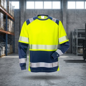 High Visibility Class 2 Reflective Waterproof Quick Dry Breathable Safety Sweater with Customized Logo and Yellow Navy Workwear - Product Image 3