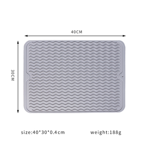 Tapis de séchage pour vaisselle en silicone multifonctionnel, populaire, 40x30cm, facile à nettoyer, gain de place, rectangulaire, à grain ondulé, avec trou - Product Image 5