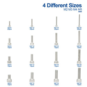 580pcs 304 Stainless Steel M2-<strong>M5</strong> Hexagonal Head Allen <strong>Bolts</strong> Nuts &amp; Washers Assorted Kit with Plain Finish Grade A2-70 - Product Image 3