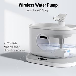 Fontaine à eau <span class=keywords><strong>sans</strong></span> fil pour animaux de compagnie de 2,5 L pour chats et chiens, surveillance du niveau d'eau, fenêtre, batterie rechargeable, avec filtration - Product Image 4