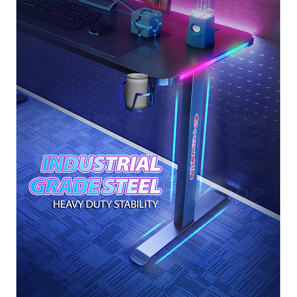 ORANGLES Large L-Shaped RGB LED Gaming Desk | Modern White Computer Table with Adjustable Height, Customizable Design, High Quality PC Gamer Desk (Kuwait) - full product showcase - displaying specifications - Image 5 of 6 | adapts to any space | Large L-Shaped RGB LED Gaming Desk | Modern White Computer Table with Adjustable Height, Customizable Design, High Quality PC Gamer Desk (Kuwait) deal New Jersey | Free Shipping ORANGLES