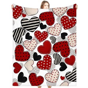 Valentine Heart Flannel Blanket <b>Throw</b> Blanket Nap Blanket Anniversary Gift Couple Gift Skin Friendly Reversible Custom Print - Product Image 2