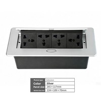 Enchufe de Mesa para Conferencias de Alta Gama, Enchufe Empotrado Multiusos de Tres Orificios con 5 Tomas de Corriente, Negro, EU/UK/US
