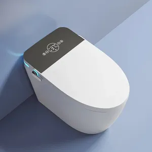 Lavabo de agua sin montura con descarga automática de lujo, inodoro inteligente colorido, cuencos de inodoro inteligentes con control remoto