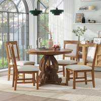 Ensemble de salle à manger moderne TREXM 5 pièces : 1 table extensible en bois avec extension de 16 pouces, 4 chaises rembourrées, durable et assemblé