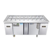 Comptoir vitrine de bar à salades à refroidissement par ventilateur 3 portes Équipement de réfrigération Table de préparation de salade Réfrigérateur réfrigéré