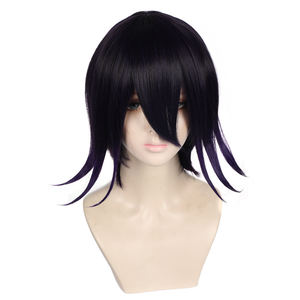 Peluca Sintética Corta Ainizi de 35 cm, Color Morado Oscuro, Peluca de Cosplay del Personaje de Kokichi Oma de <span class=keywords><strong>Danganronpa</strong></span> <span class=keywords><strong>3</strong></span> - Product Image 1