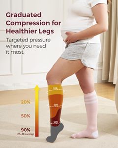 Calze a Compressione in Viscosa di Bambù 15-20 mmHg per Polpacci Larghi, per Donne in Gravidanza, Viaggi, Infermiere, Uso Quotidiano - Product Image 4