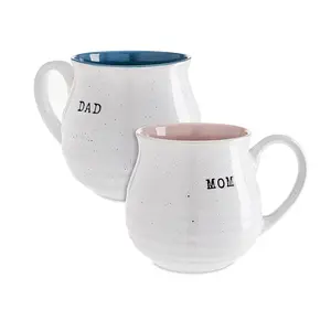 2 Pack Gift Mugs Mom and Dad Speckled Stoneware Mugs For Dad and Mother Day
