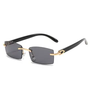 N. ° 3762-gafas de sol rectangulares de leopardo para hombre y mujer, anteojos de sol con montura de lujo, estilo Retro, con diamantes