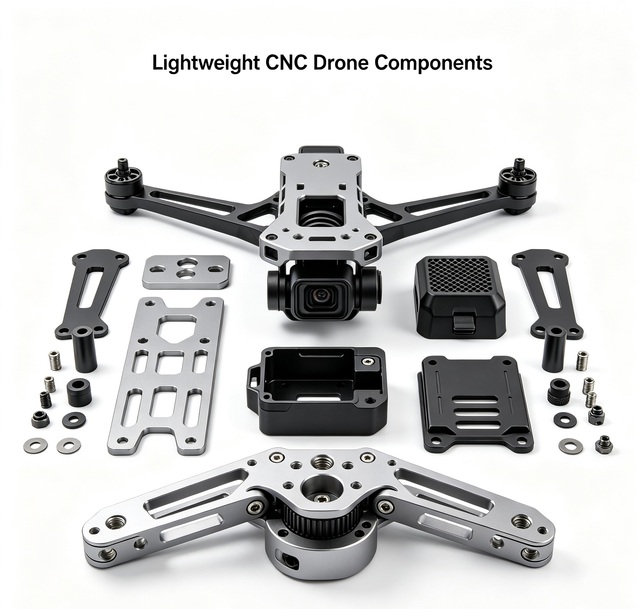 High Precision CNC Stainless Steel/Aluminum Drone Parts Lightweight Frame Motor Mount Gimbal Housing Battery Lock Bracket