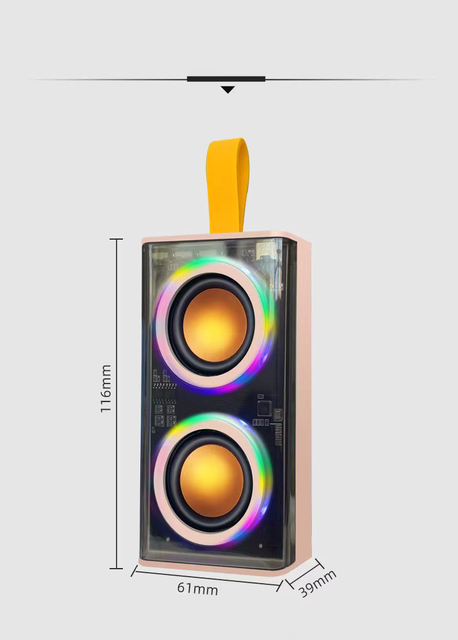 Portable Dual-Speaker BT Speaker with Powerful Sound Effect Transparent Colorful Design Battery Operated Plastic Cabinet