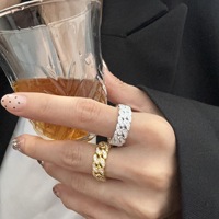 Lerca Best Selling 925 Sterling Silver Cuba Broadsheet Hip-hop Gold Plated Trendy Wedding Party Rings for Women/Men Cushion Cut