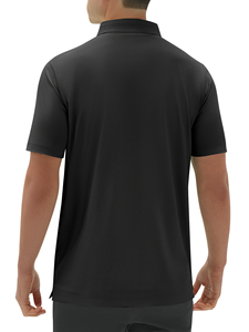 เสื้อโปโลผู้ชายผ้าถักผสมสแปนเด็กซ์/คอตตอน แห้งเร็ว ปักโลโก้ตามสั่ง ป้องกันการเป็นขุย สำหรับกอล์ฟ แบบสั้น ระเหิดสี - Product Image 4
