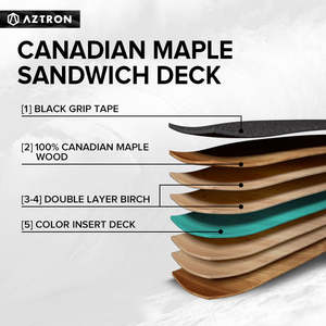 Planche de skate cruiser en bois d'érable canadien AZTRON FOREST 7 plis, style old school, pour surf skate - Product Image 5
