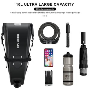 RIDERACE Fahrrad-Satteltasche mit Großer Kapazität, Wasserdicht, 10L, für <span class=keywords><strong>MTB</strong></span> und Rennrad, Faltbare Fahrradtasche, Gepäcktasche, Fahrradzubehör - Product Image 2