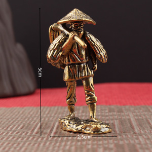 Escultura de Bronce Creativa de Granjero Espantapájaros Arando, Adorno Artesanal para Decoración del Hogar, Figura Decorativa de Mesa, Arte Decorativo - Product Image 3
