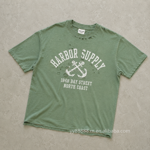 Camisetas OEM de Algodón Prelavado, Maglietta Cotone 100%, Color Verde, Camiseta Oversize Lavada, DTG, Personalizada, Streetwear - Product Image 1