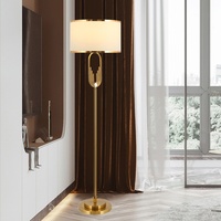 Lampe de sol/bougeoir LED en fer de style nordique post-moderne de luxe léger avec abat-jour en tissu pour salon