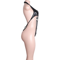 Tenue de strip-teaseuse en maille découpée avec chaîne en strass, lingerie exotique, tenue de danse sur barre, body de clubwear, tenue de performance
