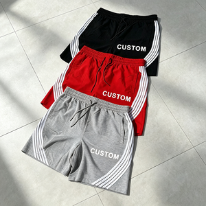 Pantalones Cortos Deportivos para Hombre con Franja Lateral, Estampado de Letras Personalizado, Cintura con Cordón Ajustable, Estilo Casual y Urbano - Product Image 3