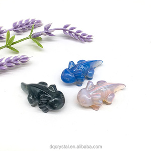 Venta al por mayor piedra natural tallada <span class=keywords><strong>Salamandre</strong></span> cuarzo rosa obsidiana cristal artesanía Axolot Mini lagarto para dar regalos - Product Image 5