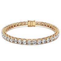 Bracelet tennis en diamants de laboratoire taille brillant rond, plaqué or 18K 14K, 4 griffes, classique pour femme, usage quotidien