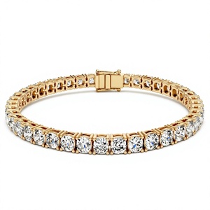 Bracelet tennis en diamants de laboratoire taille brillant rond, plaqué or 18K 14K, 4 griffes, classique pour femme, usage quotidien - Product Image 3