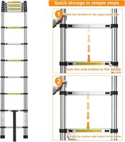 Échelle extensible en aluminium, pliable, compacte, portable, antidérapante, échelles pliables pour la maison, le grenier, le camping-car, le loft, le toit