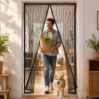 Moustiquaire auto-scellante mains libres, barrière anti-insectes en maille fine durable pour porte d'entrée, chambre, cuisine, patio