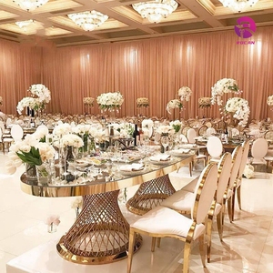 طاولة زفاف رومانسية مميزة بيضاوية اللون من الفولاذ المقاوم للصدأ الأعلى بلون الياقوت - Product Image 4