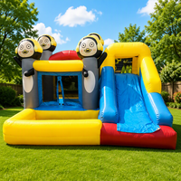 Toboggan aquatique gonflable d'été pour enfants, toboggan de parc aquatique extérieur avec piscine à jets d'eau, toboggan gonflable commercial