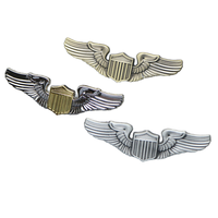 En gros, Pin's métallique 3D personnalisé en forme d'ailes, finition argent, or, bronze, et finition argent vieilli, également broche