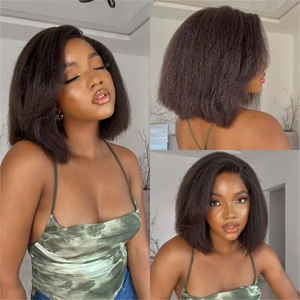 Perruque courte bob sans colle 100% cheveux humains avec baby hair, perruque frontale en dentelle <span class=keywords><strong>suisse</strong></span> pré-épilée à la ligne de cheveux naturelle pour usage quotidien - Product Image 5