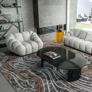 מערכת ספות מודולרית לסלון בצורת ר', קטיפה אמריקאית גדולה, בסגנון נורדי מודרני - Product Image 2