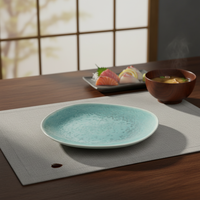Service de vaisselle en céramique artisanale avec glaçure réactive turquoise, assiettes et bols irréguliers pour la maison, la cuisine et la restauration