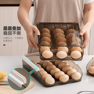 Boîte de rangement pour œufs en plastique Yisu, capacité 24 œufs, étagère multi-niveaux pour réfrigérateur, pour usage en cuisine - Product Image 4