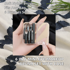 Estuche Transparente de Viaje Mini, Set de Brochas de Maquillaje 6 en 1, Brocha Plana, Corrector, Difuminador para Ojos y Rostro - Marca Privada - Product Image 2