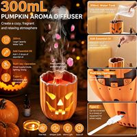 Diffuseur d'huiles essentielles ultrasonique 300 ml en forme de citrouille d'Halloween avec télécommande et veilleuse LED 7 couleurs pour voiture et décoration intérieure