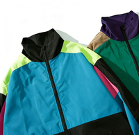 Blouson Bomber Coupe-Vent Sportif Vintage Respirant Imperméable en Toile Col Montant Homme Rétro Années 90 Colorblock Oversize Personnalisé