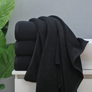 Vente en gros 100% coton personnalisé broderie éponge noire serviettes de luxe serviette de bain 70*140cm 35*75cm pour hôtel et usage domestique - Product Image 3